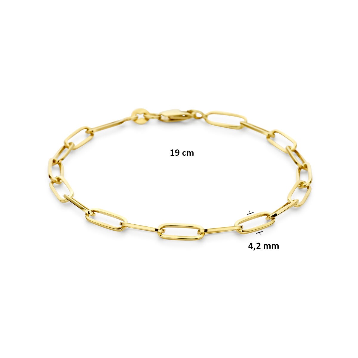 Bracelet en or jaune 14k avec noyau en argent 19 cm
