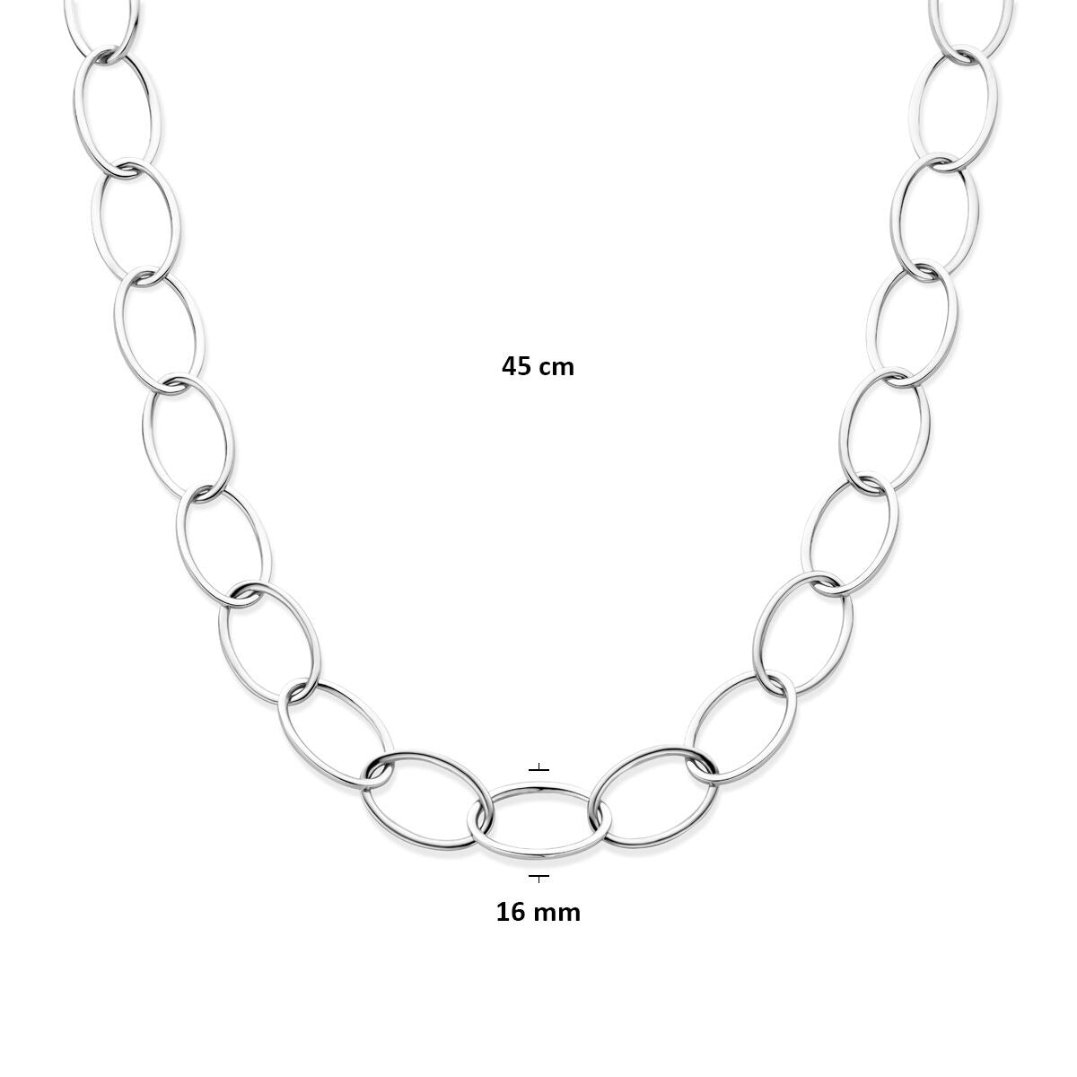 Bracelet pour femme en argent rhodié avec maille ancre - 16 mm 45 cm