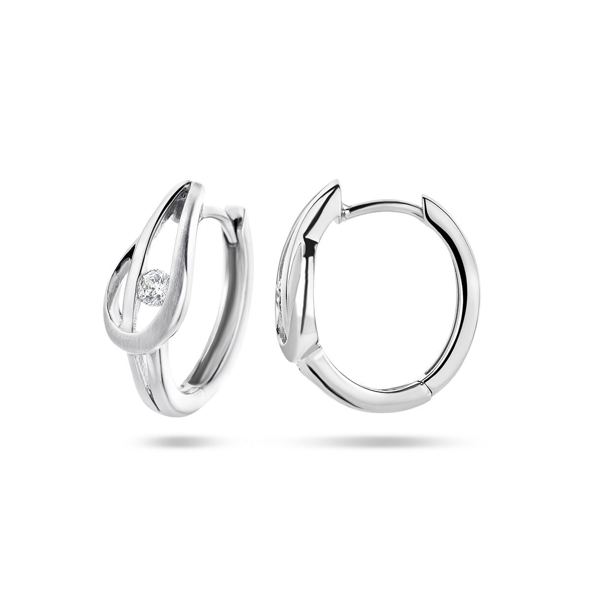 Boucles d'oreilles créoles en argent rhodié avec zircone 925