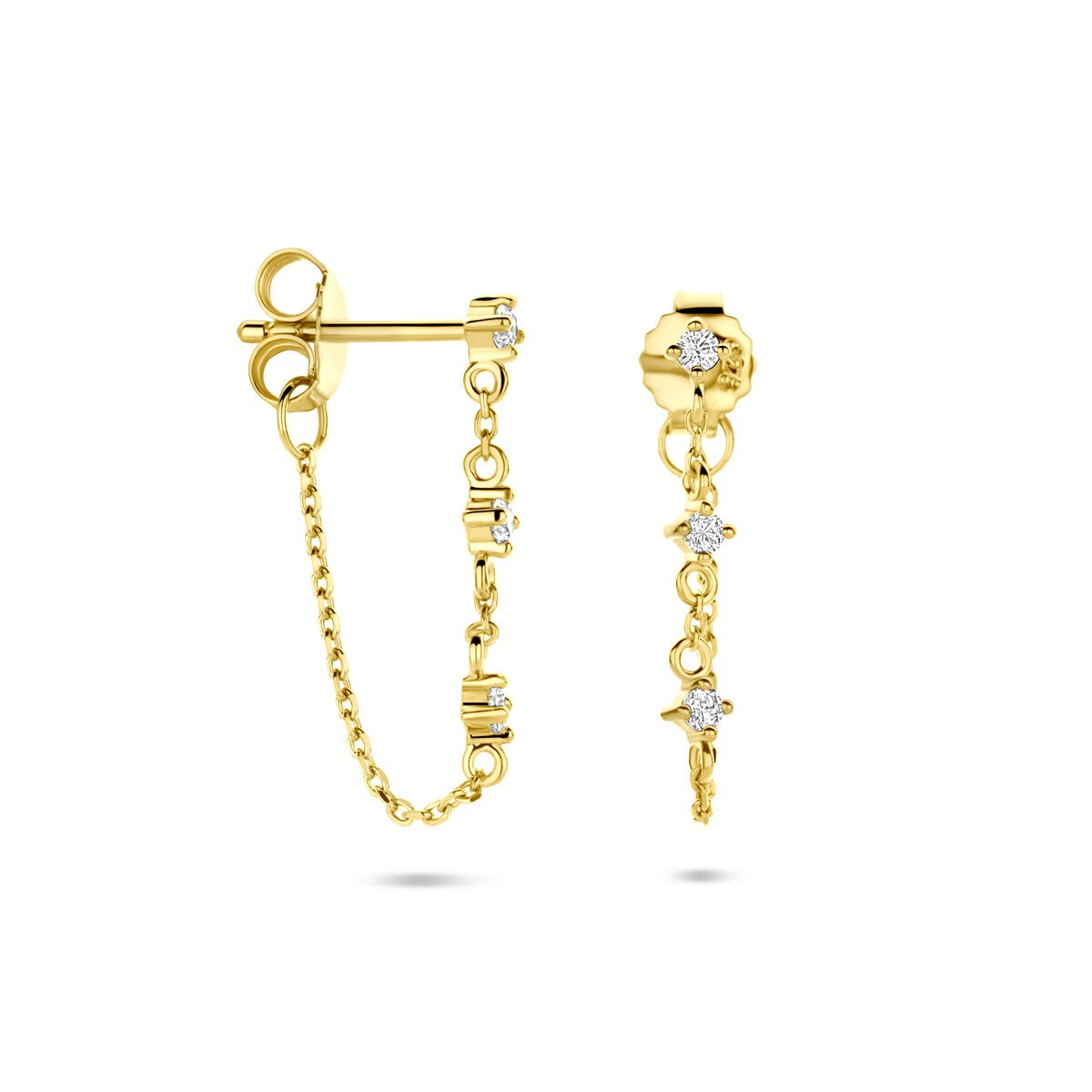 Boucles d'oreilles en argent plaqué or avec zircone