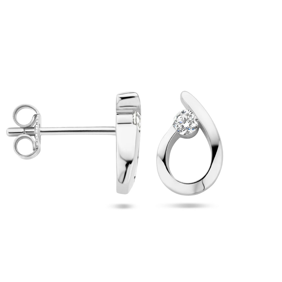Puces d'oreilles en argent rhodié avec zircone 925