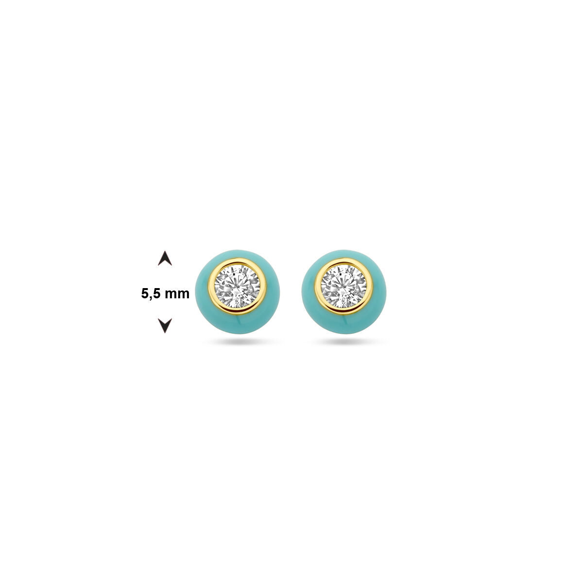 Puces d'oreilles en argent plaqué or avec émail turquoise et zircone