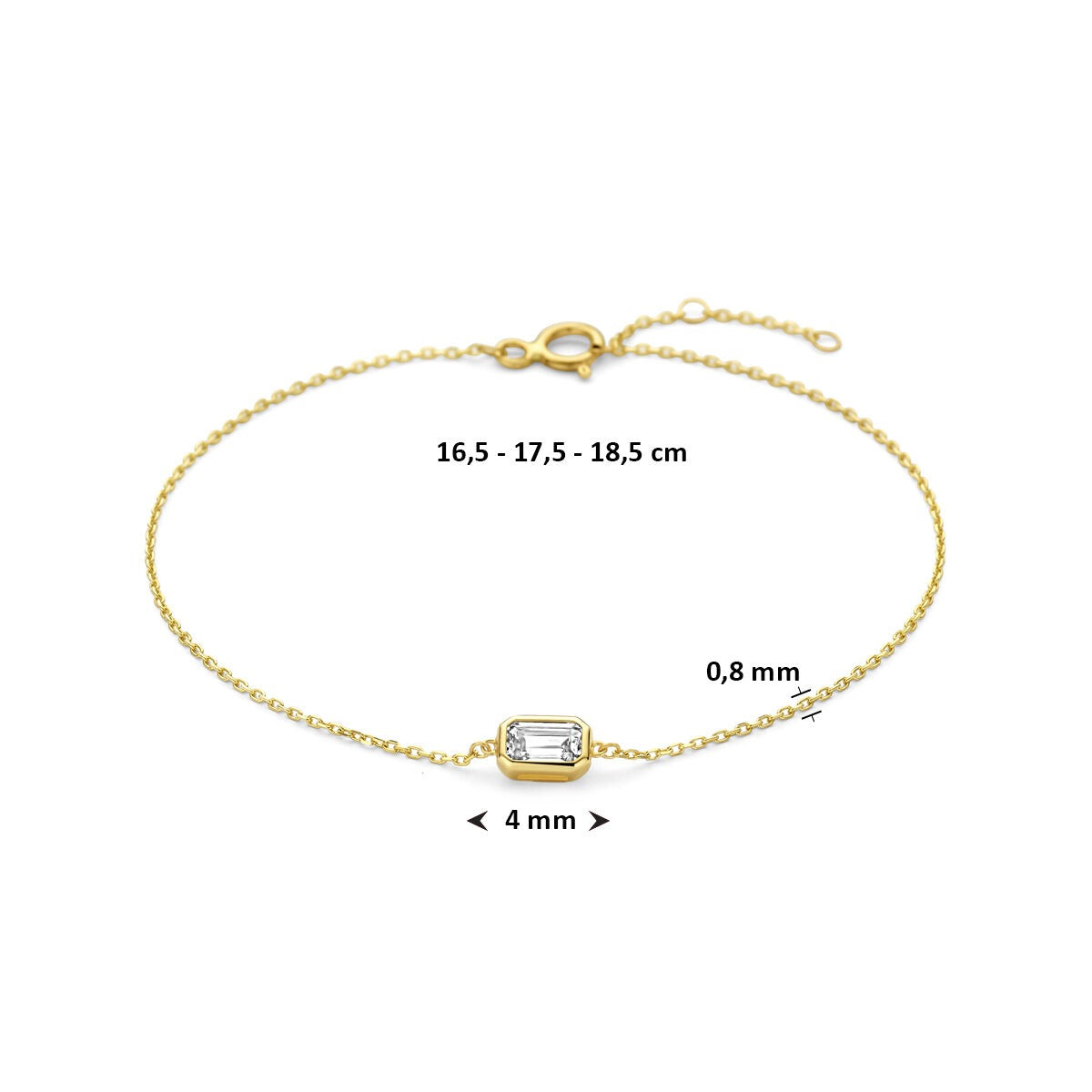 Bracelet en or jaune 14k avec zircone taillée en émeraude