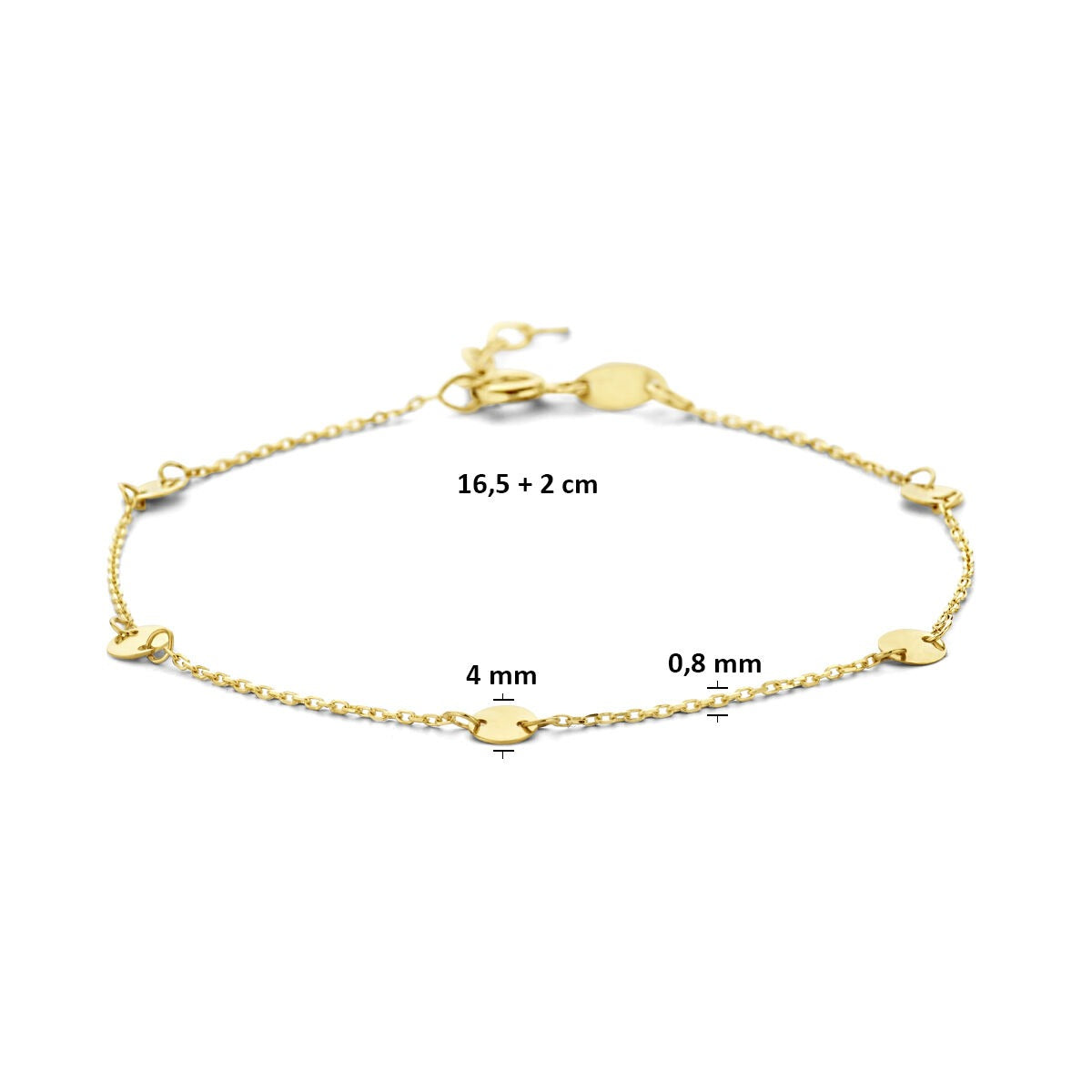 bracelet en or jaune 9k avec des plaques rondes