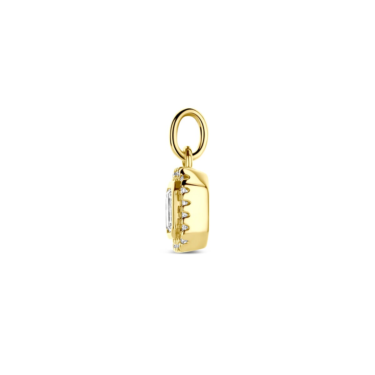 pendentif en or jaune 14k avec diamant taillé en émeraude