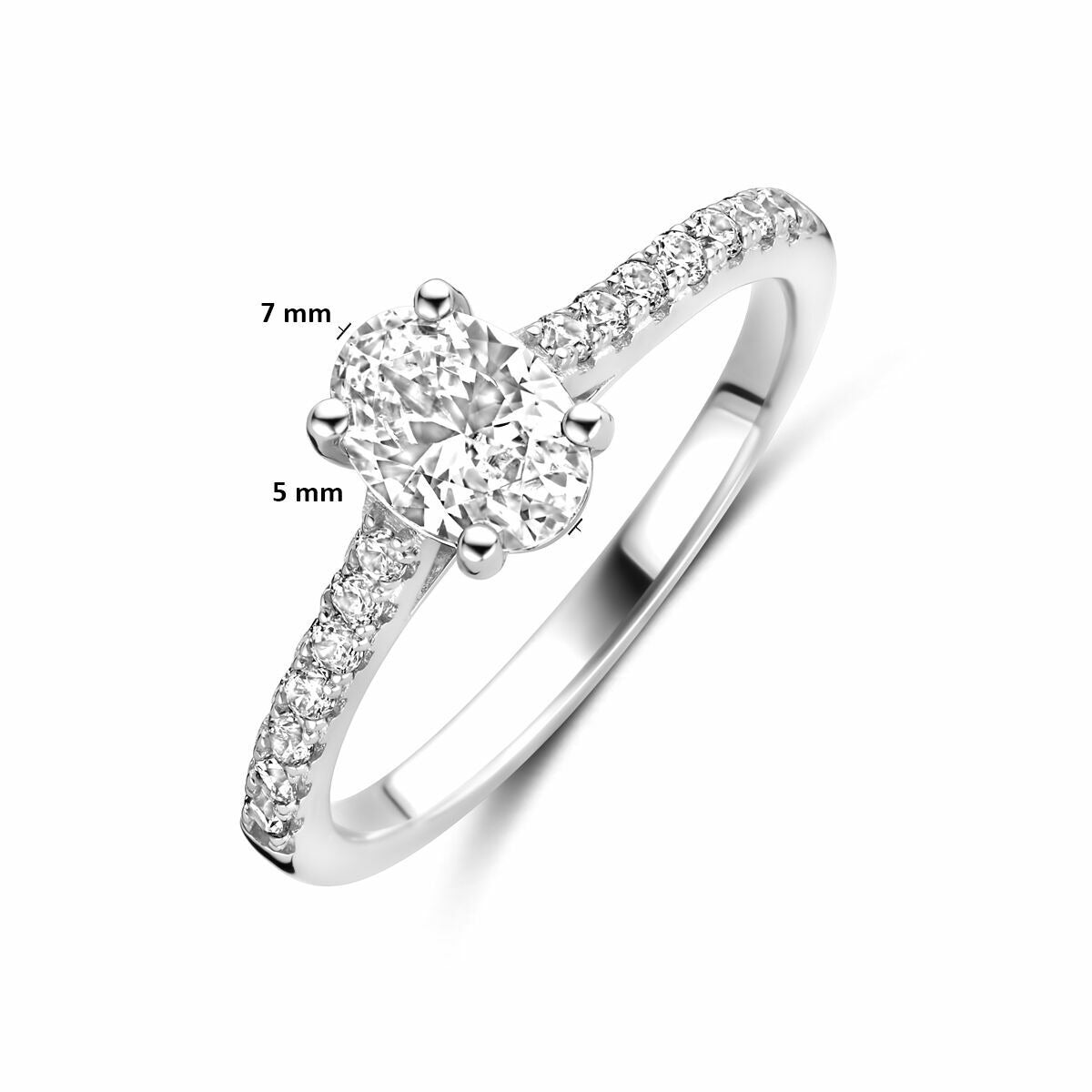 Bague pour femme en argent avec zircone ovale – rhodié argent 925