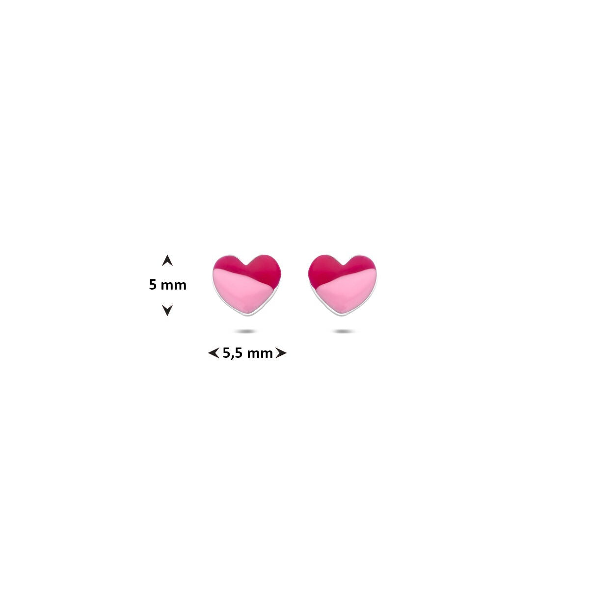 Boucles d'oreilles pour enfant en argent en forme de cœurs 5 mm