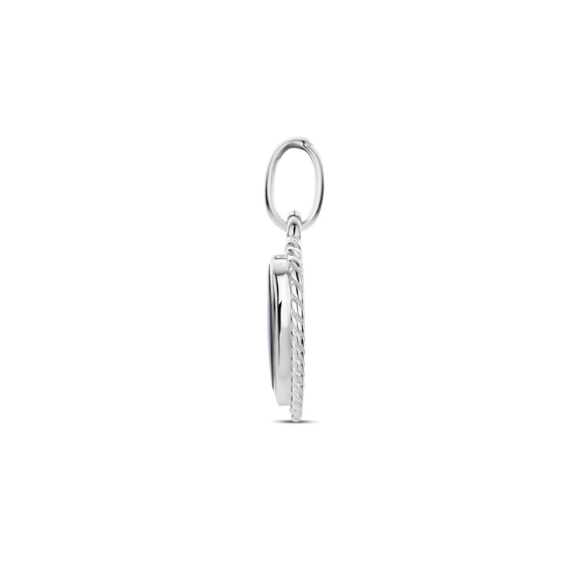 Pendentif rhodié en argent avec onyx - forme de cœur 20.5mm