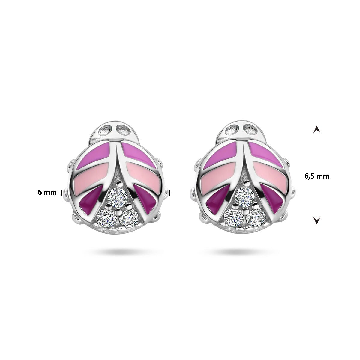 Puces d'oreilles en argent coccinelle avec zircone – rhodié argent 925