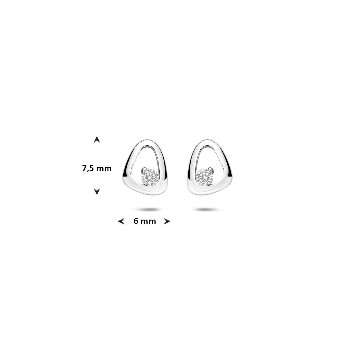 Puces d'oreilles en argent avec zircone 925 rhodiées – 7,5 mm