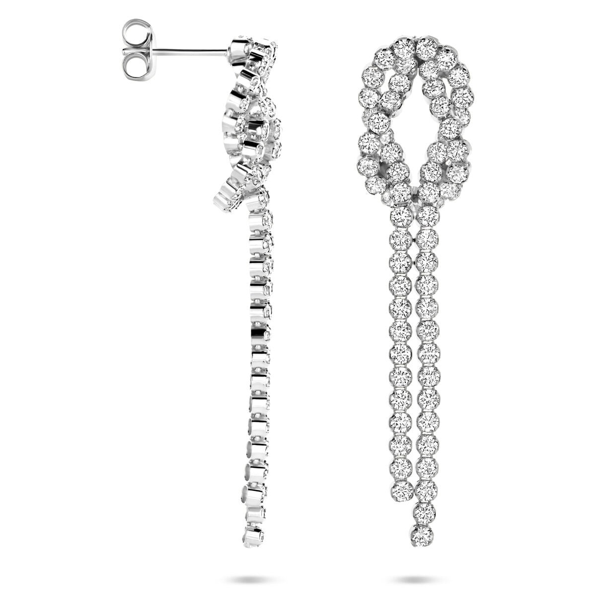 Boucles d'oreilles rhodiées en argent avec zircone – 53 mm