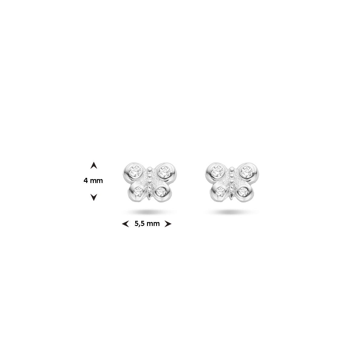Puces d'oreilles en argent en forme de papillon avec zircone - rhodié argent 925