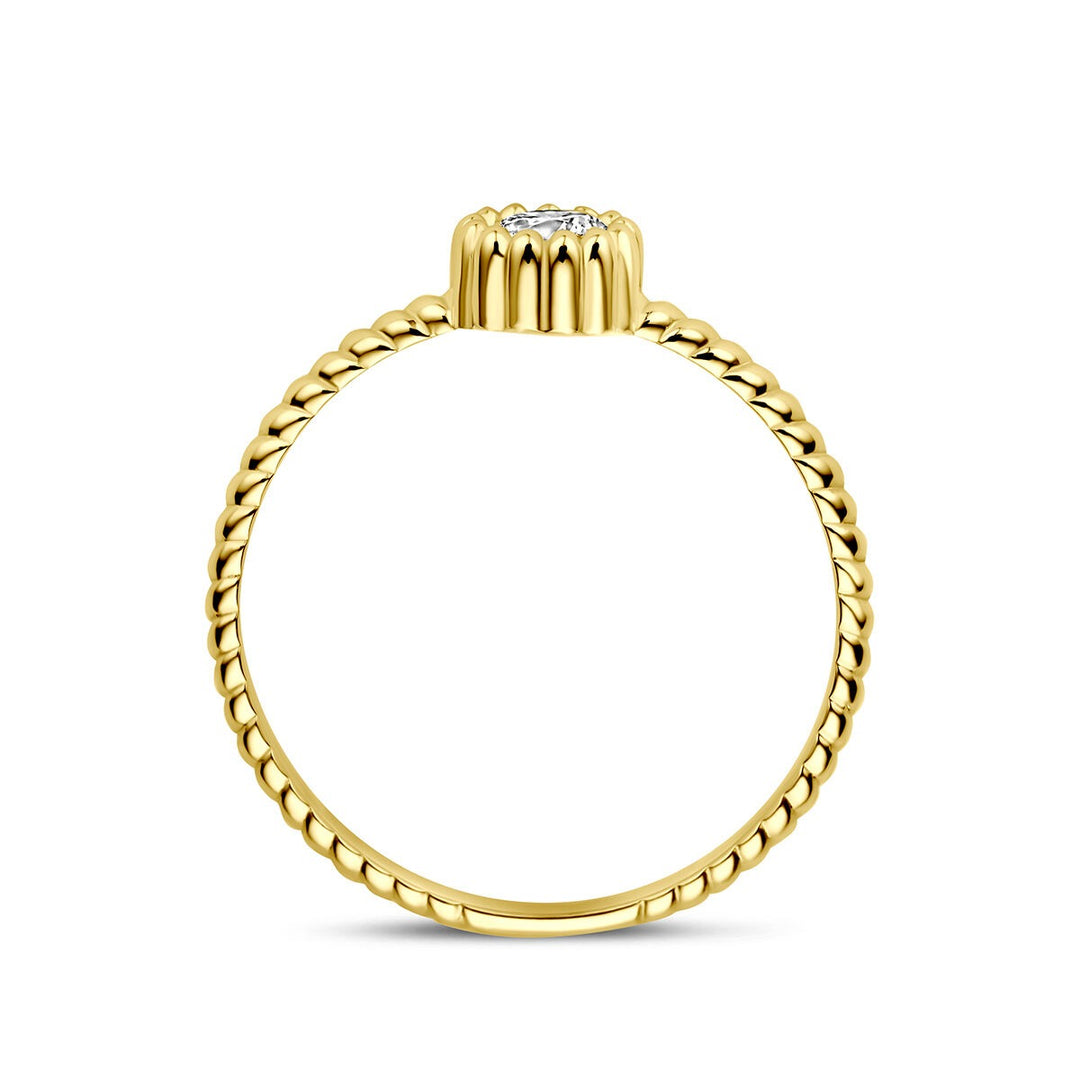9k Geelgouden ring met zirkonia