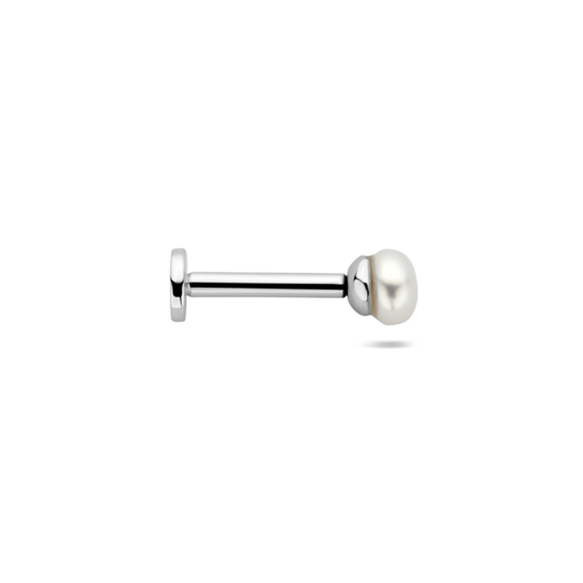 Piercing à dos plat en argent avec perle d'eau douce – Rhodié argent 925