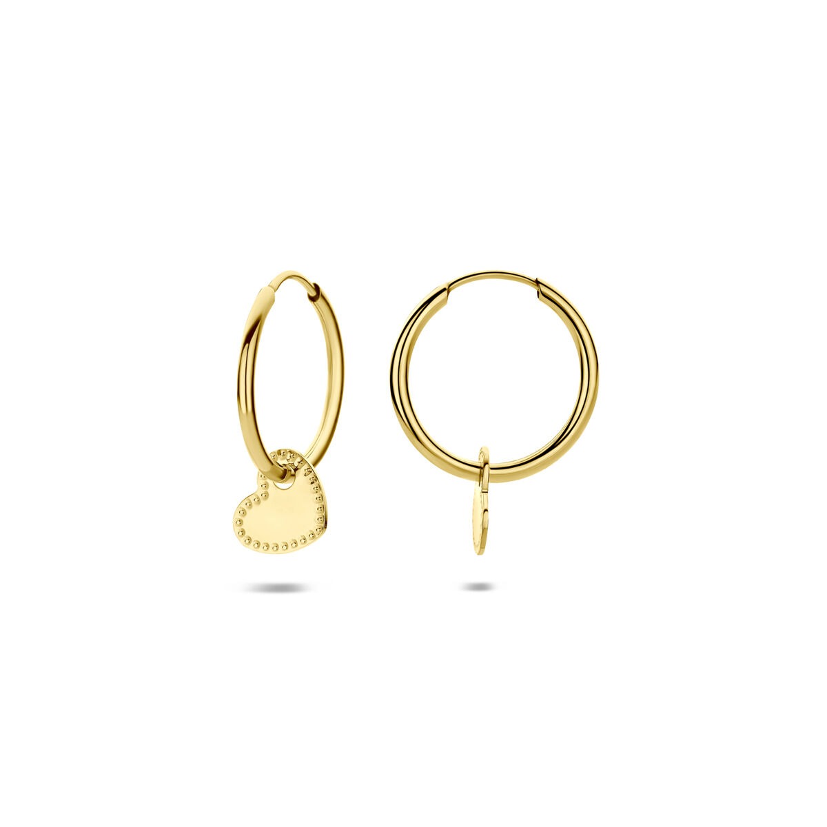 Créoles en or jaune 14k avec cœur