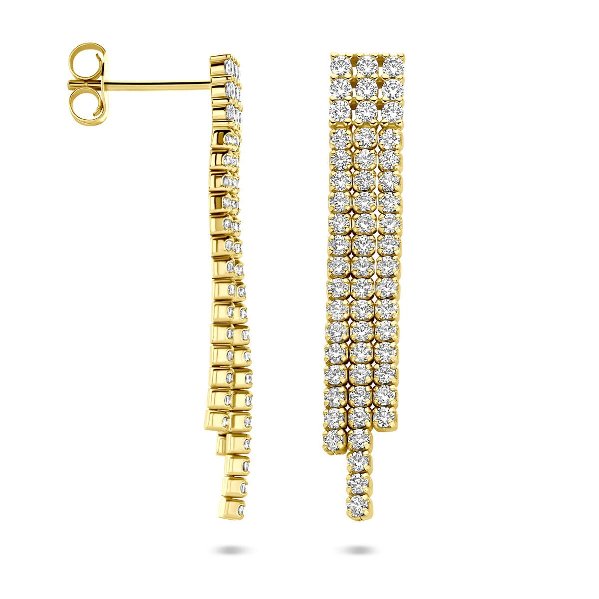 Boucles d'oreilles plaqué or avec zircone – sertissage entourage 36 mm
