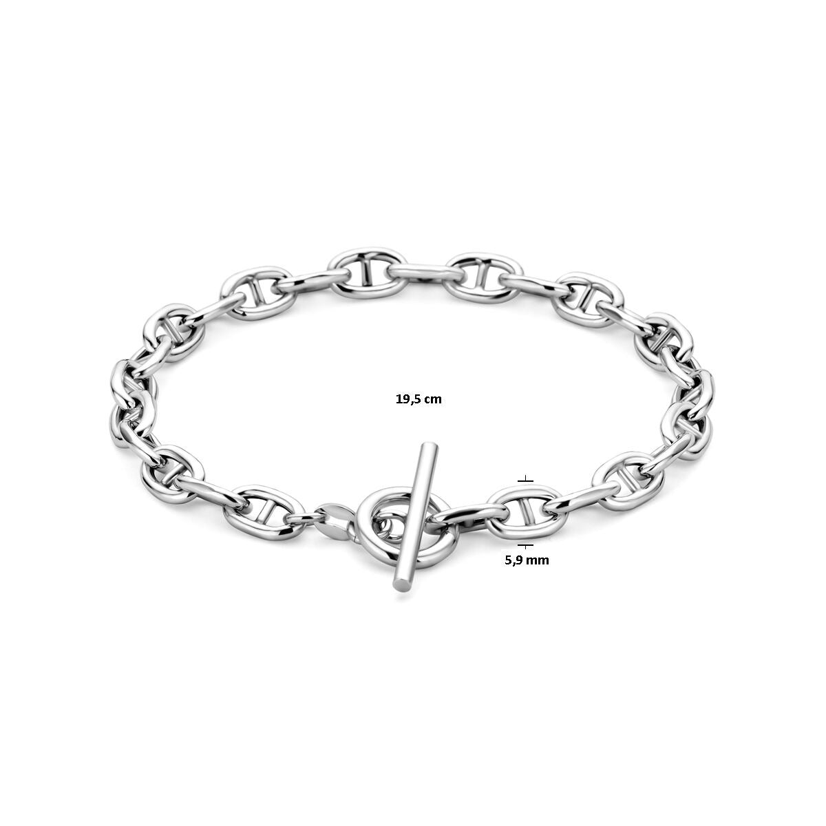 Bracelet pour femme en argent – collier ancre rhodié avec fermoir à charnière