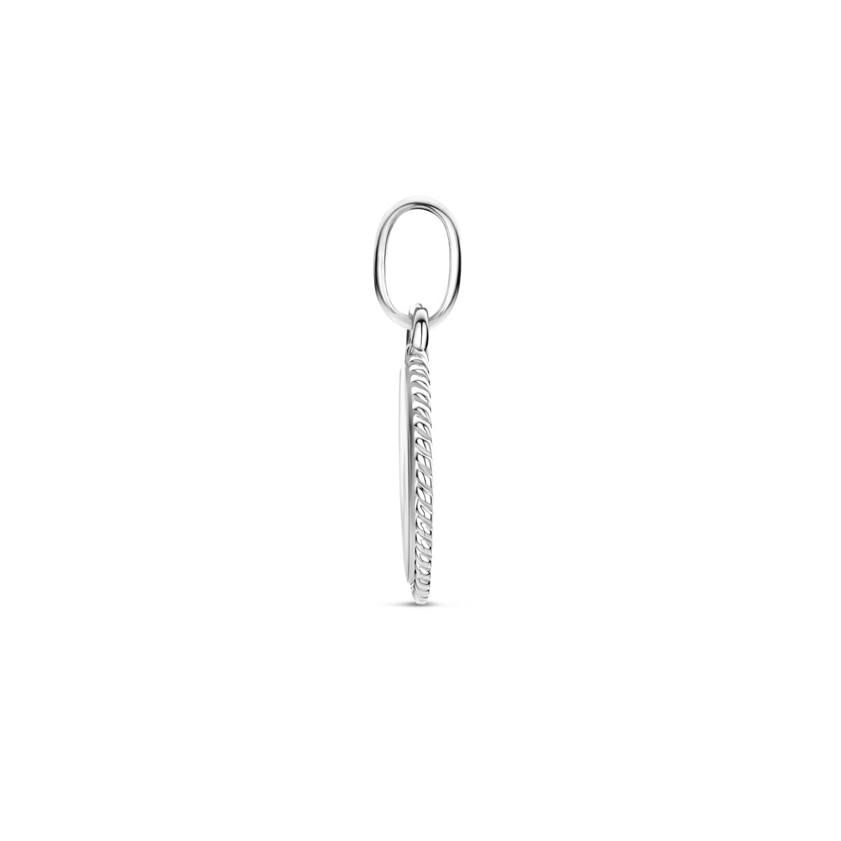 Pendentif gravé rhodié argent rond – 19.5mm