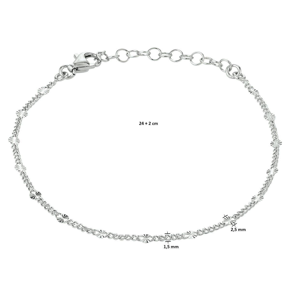 Bracelet de cheville en argent gourmet maille – rhodié