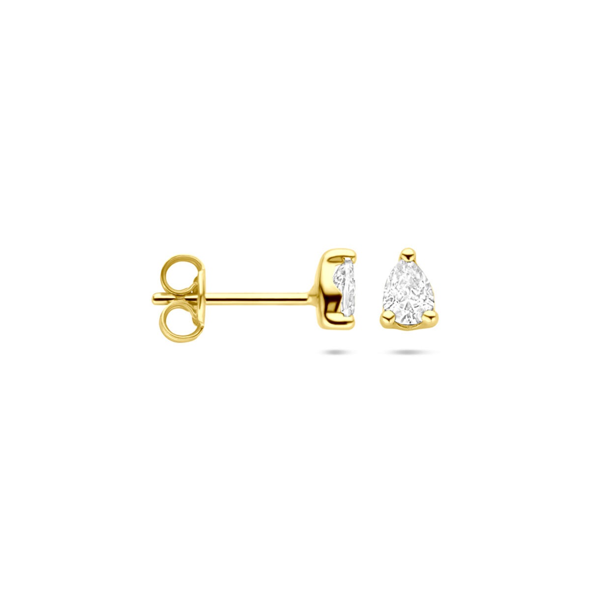 puces d'oreilles en or 14k avec zircone en forme de poire – 5 mm