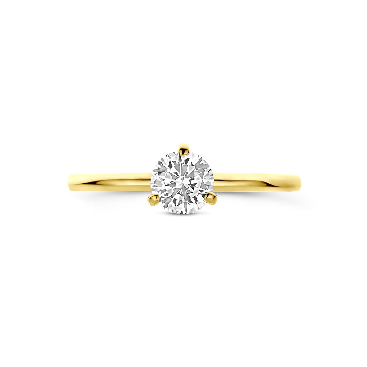 bague pour femme en or jaune 14k avec zircone solitaire - taillé en brillant