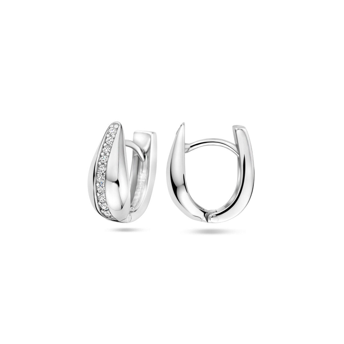 Boucles d'oreilles créoles en argent rhodié avec zircone 925