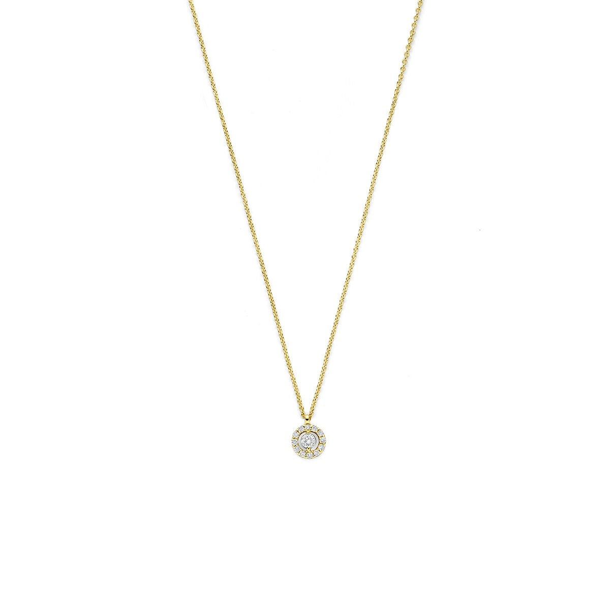 Collier en or jaune 14 carats avec un pendentif en diamant.