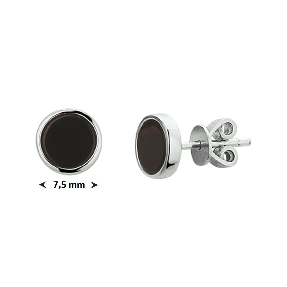 Puces d'oreilles en argent avec onyx – rhodié 925