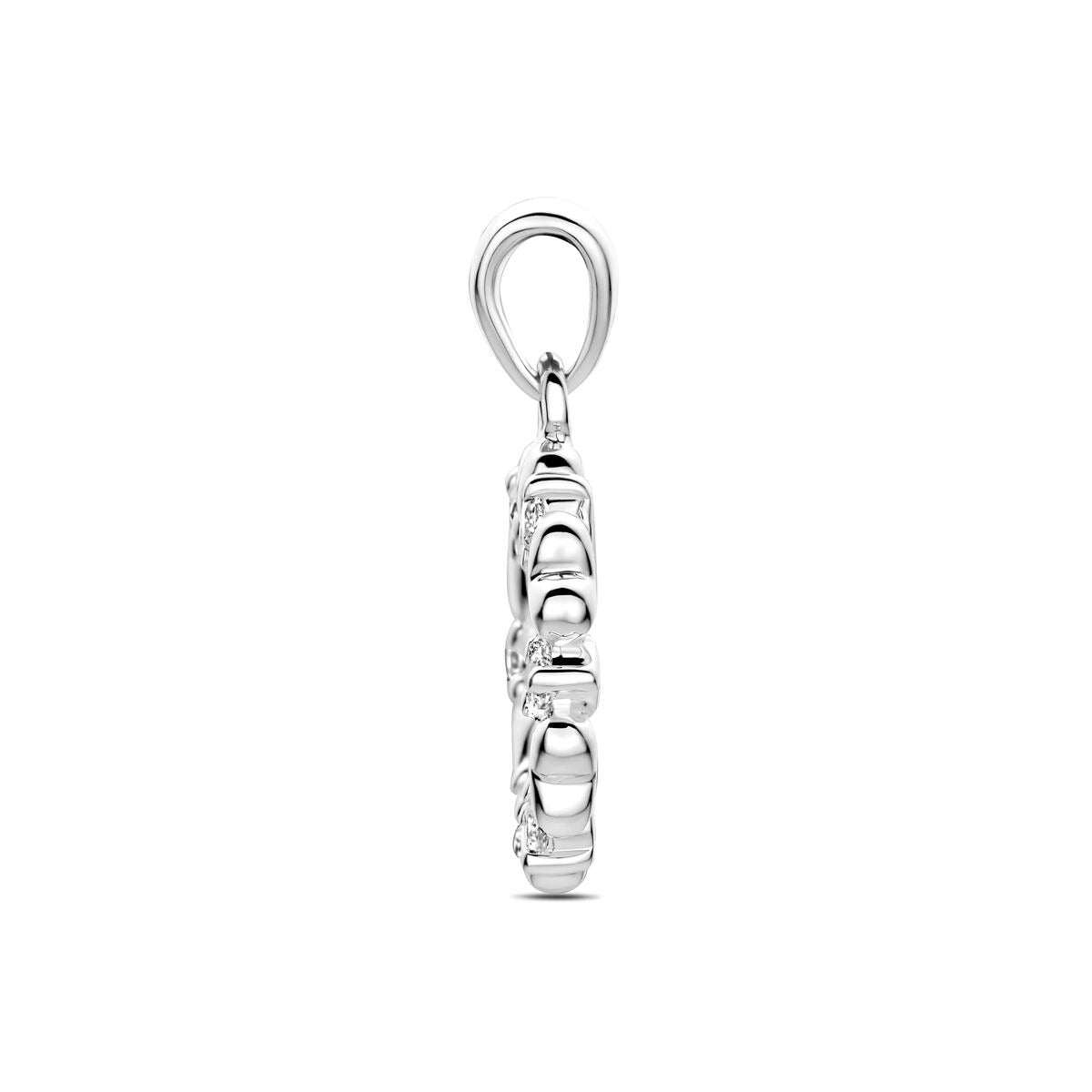 Pendentif en argent rhodié avec cœurs et zircones