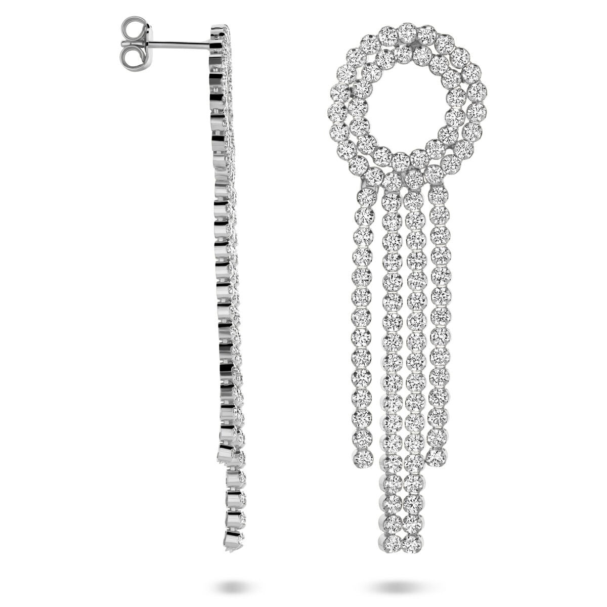 Boucles d'oreilles rhodiées en argent avec zircone – 62 mm