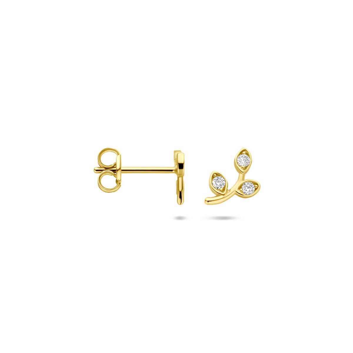 puces d'oreilles en or jaune 14k avec zircone