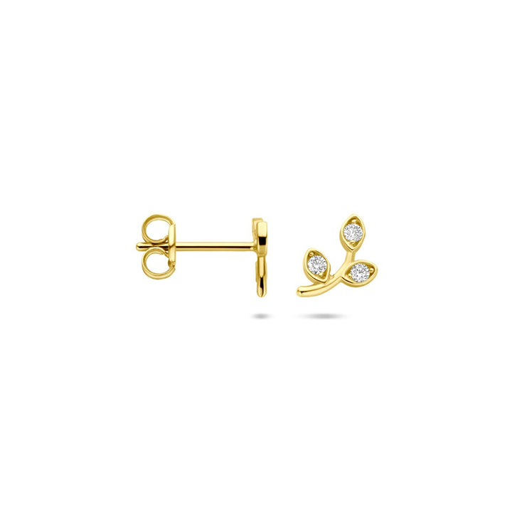 14k geelgouden oorknoppen met zirkonia