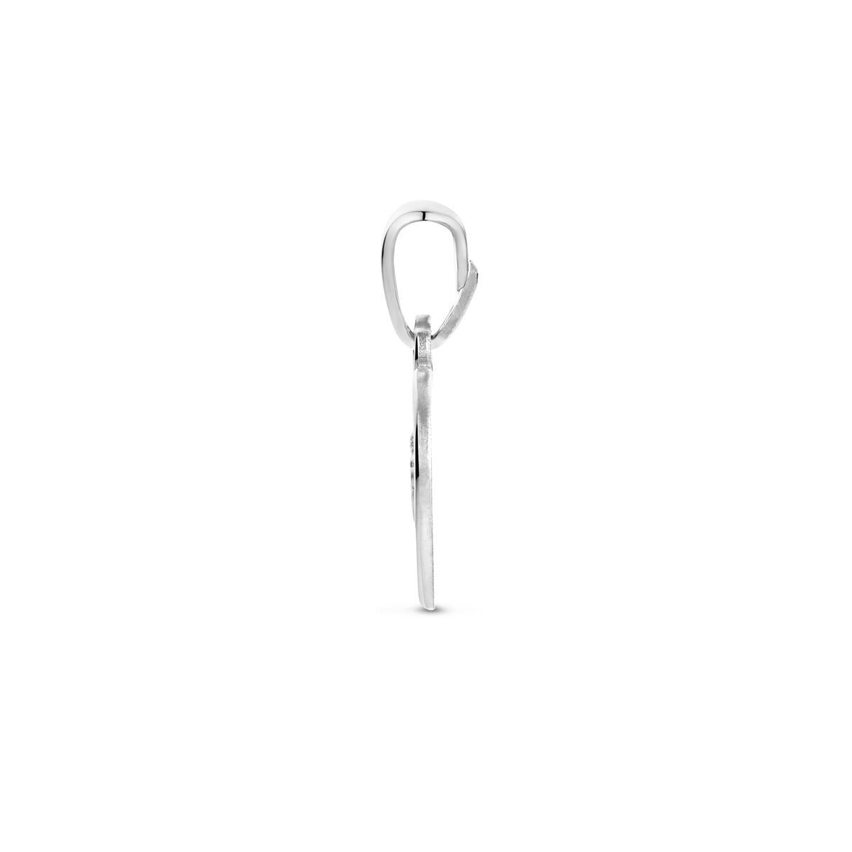 Pendentif en forme de cœur en argent rhodié 925 avec finition poli/mat