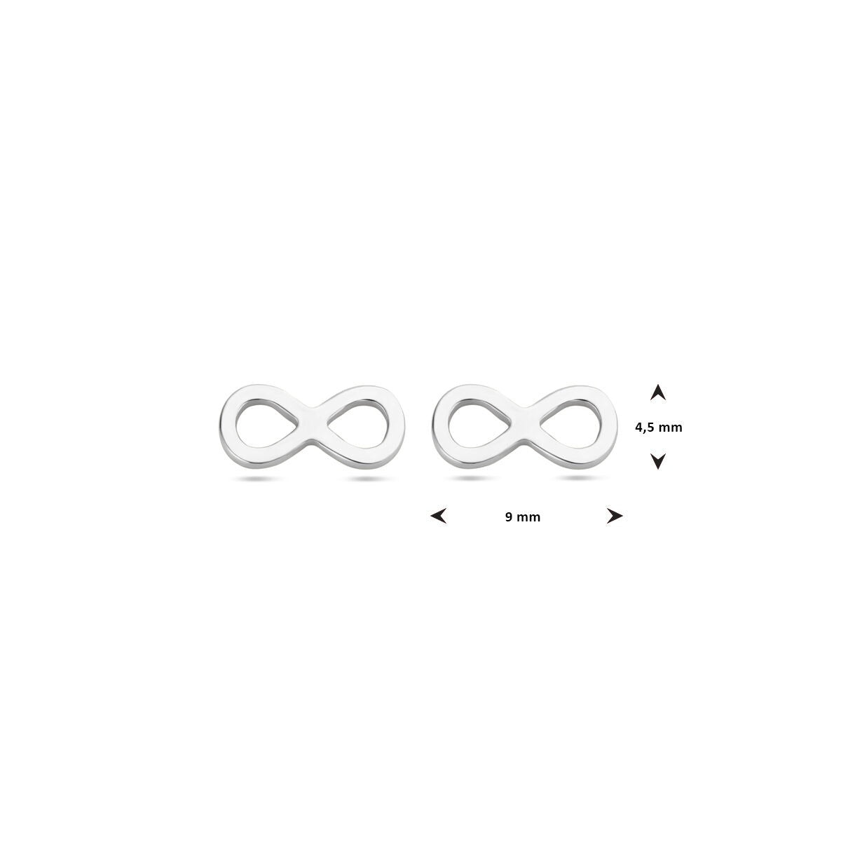 Puces d'oreilles en argent avec symbole infini – rhodié