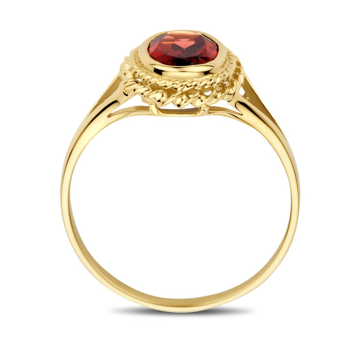 Bague en or jaune 14k avec grenat