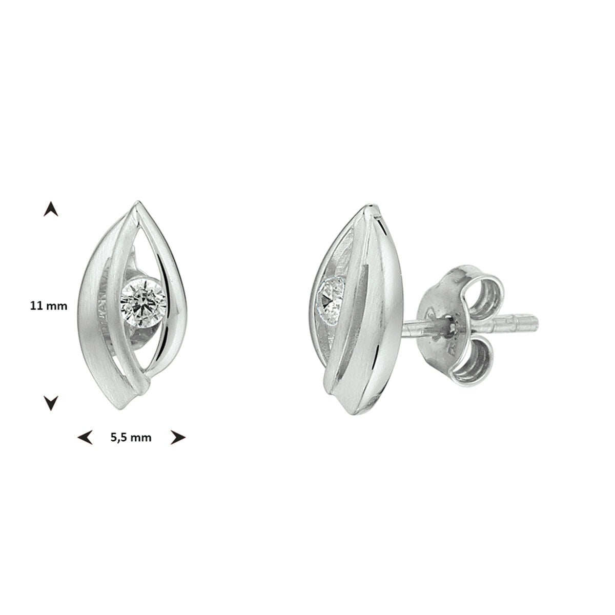 Puces d'oreilles en argent rhodié avec zircone 925