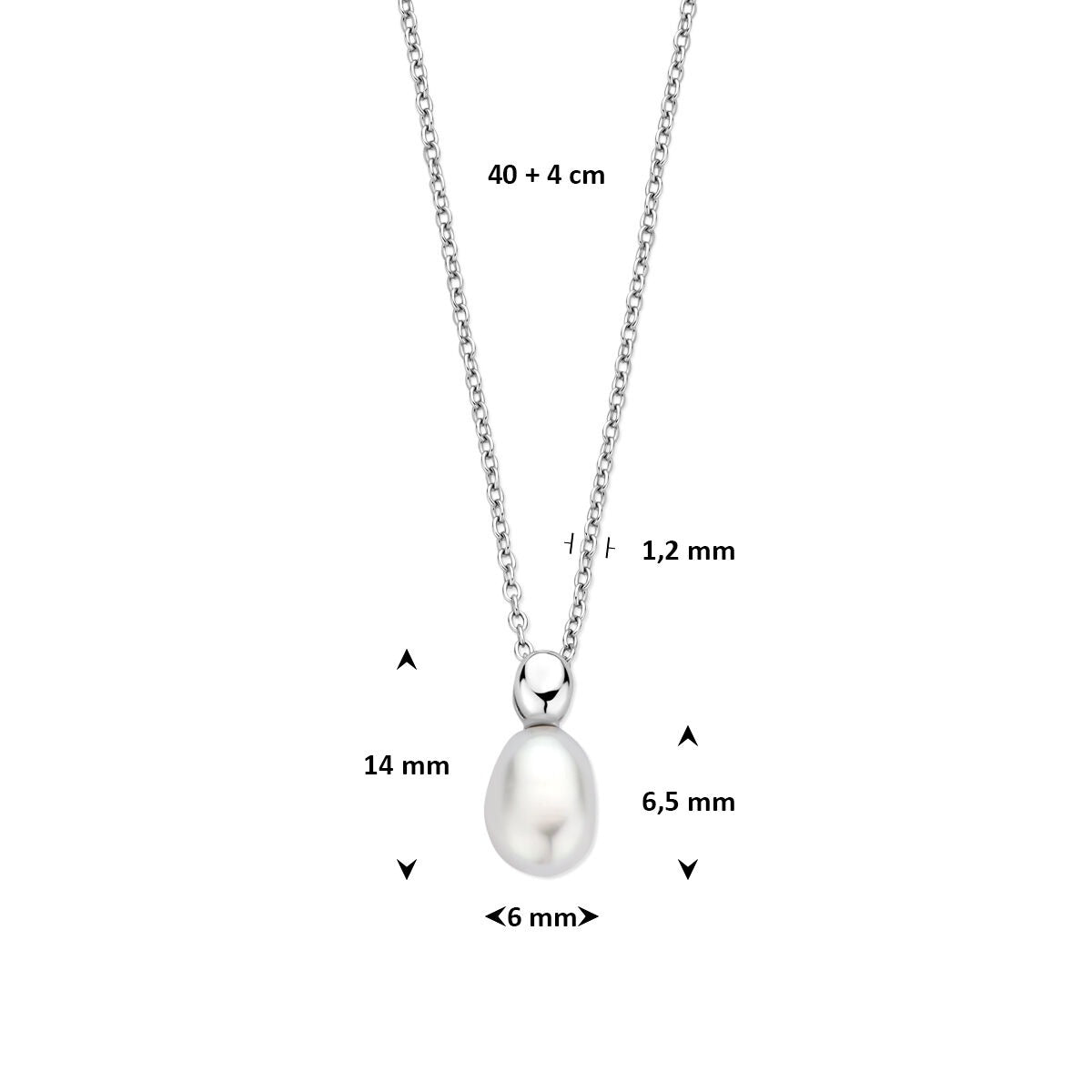 Collier en argent avec perle d'eau douce – rhodié argent 925