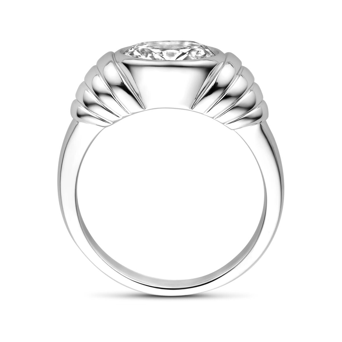 Bague pour femme en argent avec zircone ovale – argent rhodié, 8 mm de large