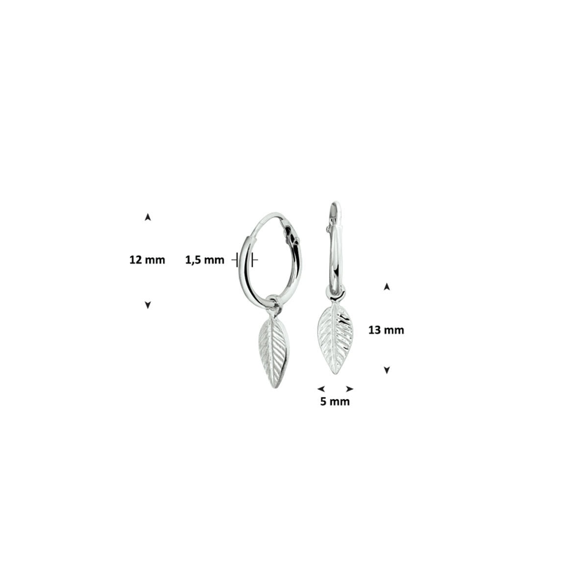 Créoles en argent avec pendentif en forme de plume – rhodié 925