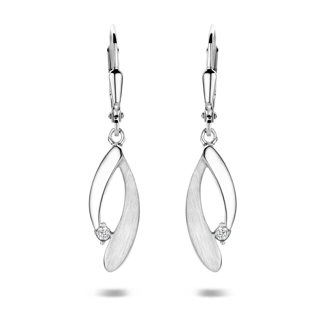 Gerhodineerd 925 zilveren oorhangers met zirkonia