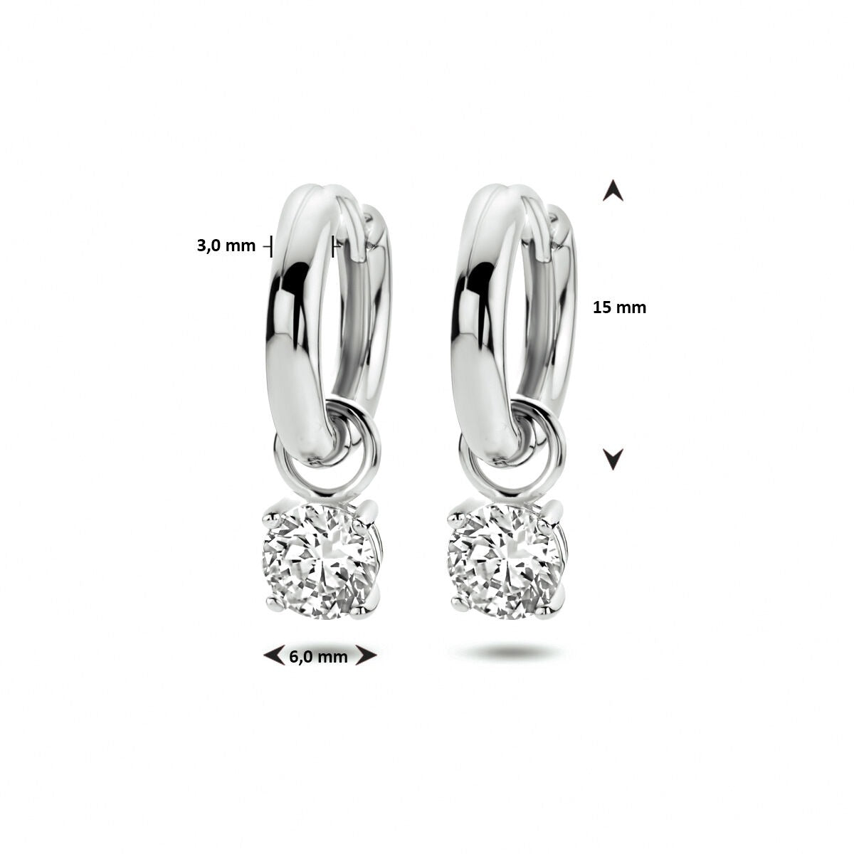 Boucles d'oreilles en argent avec pendentif en zircone – rhodié argent 925