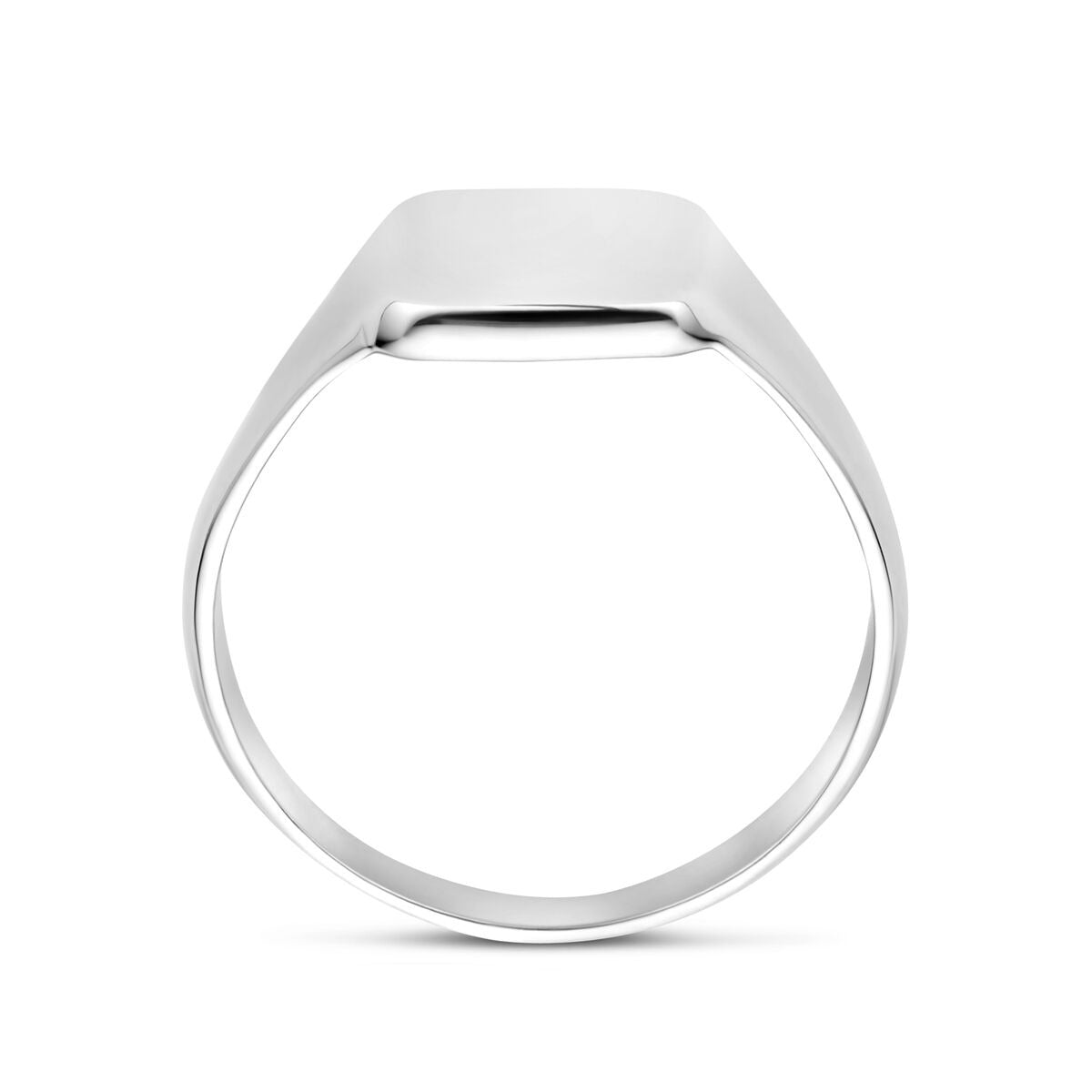 Bague en argent rhodié gravée carrée 925
