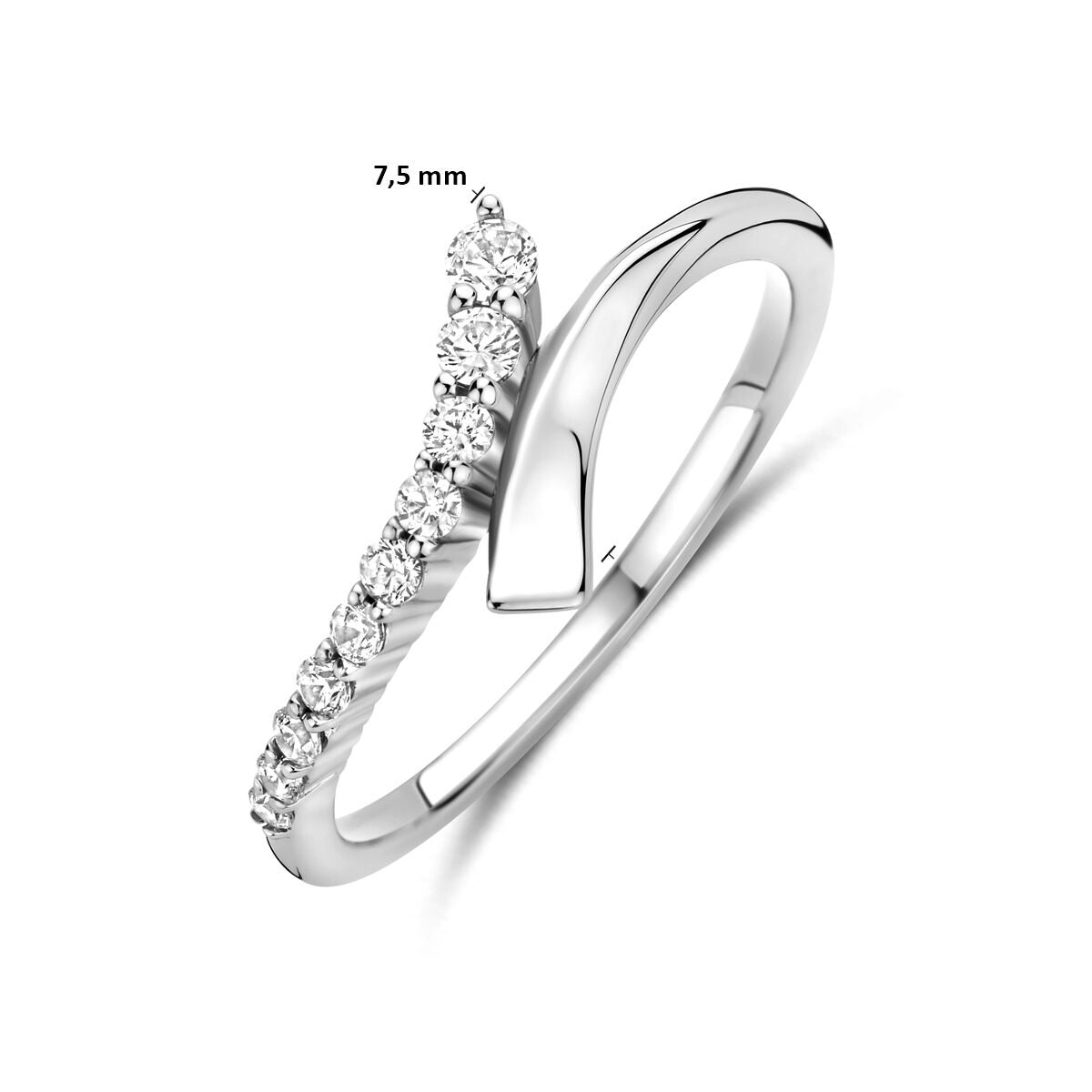 Bague en argent avec zircone – rhodiée argent 7,5 mm
