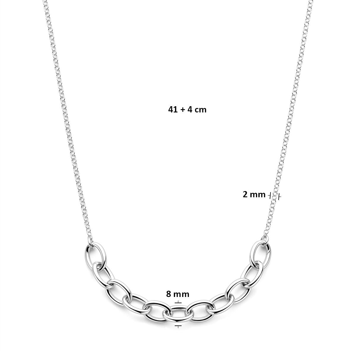 Collier pour femme en argent rhodié avec mailles brillantes