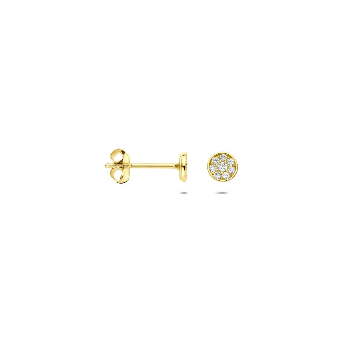 Puces d'oreilles en or avec zircone – 14k, sertissage pavé