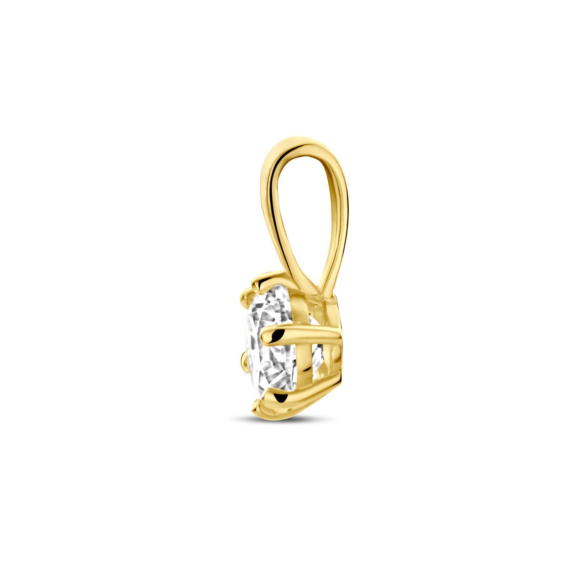 Pendentif en or avec zircone – or jaune 9k, solitaire avec chaton à 6 griffes