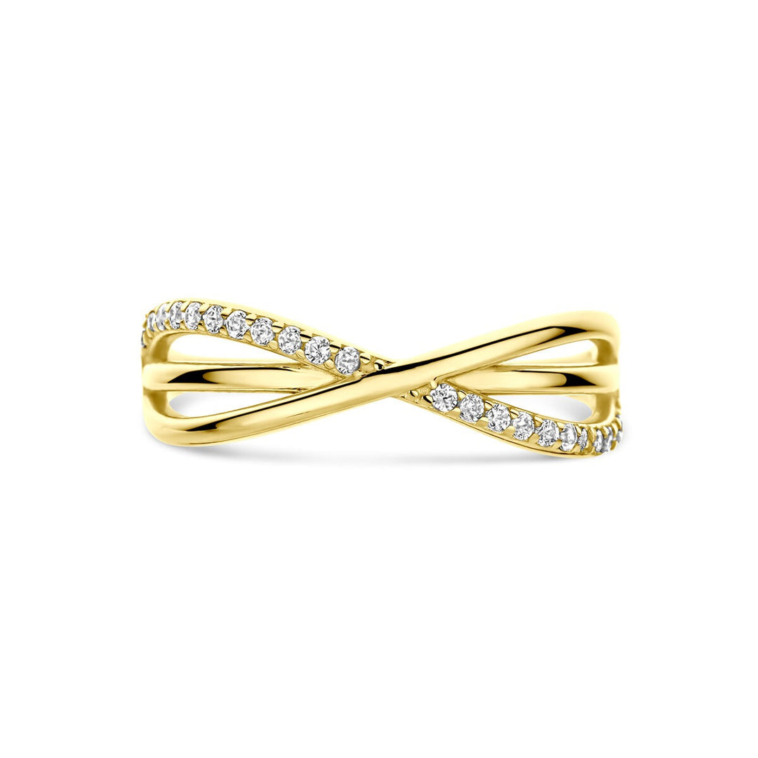 Gouden damesring met zirkonia – 14k geelgoud