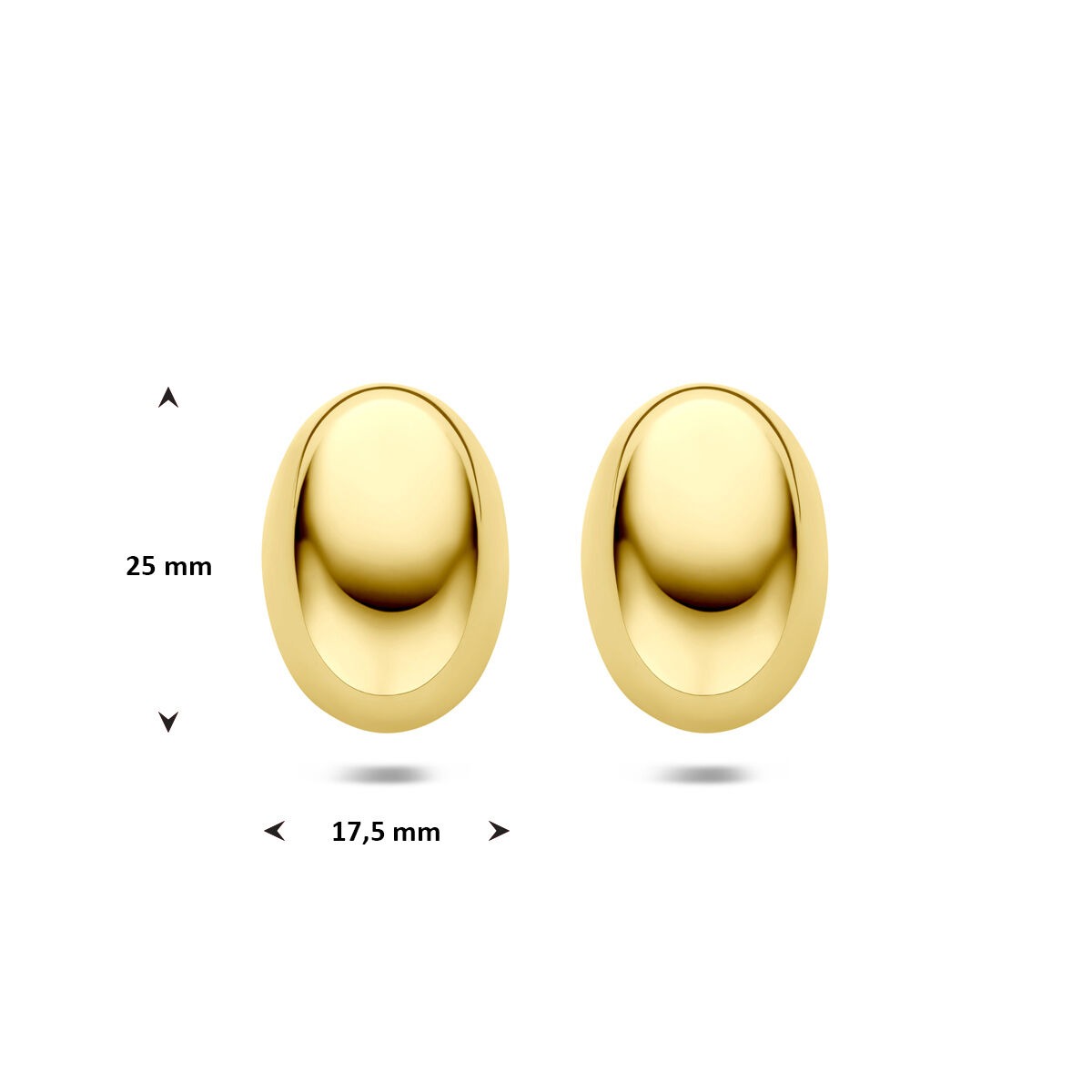 Puces d'oreilles en acier pour femme – Design ovale plaqué or 25 mm