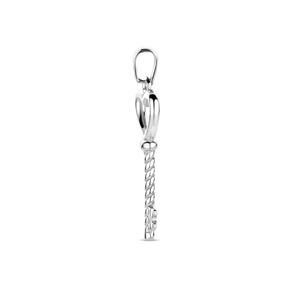 Pendentif cœur et clé en argent rhodié 925