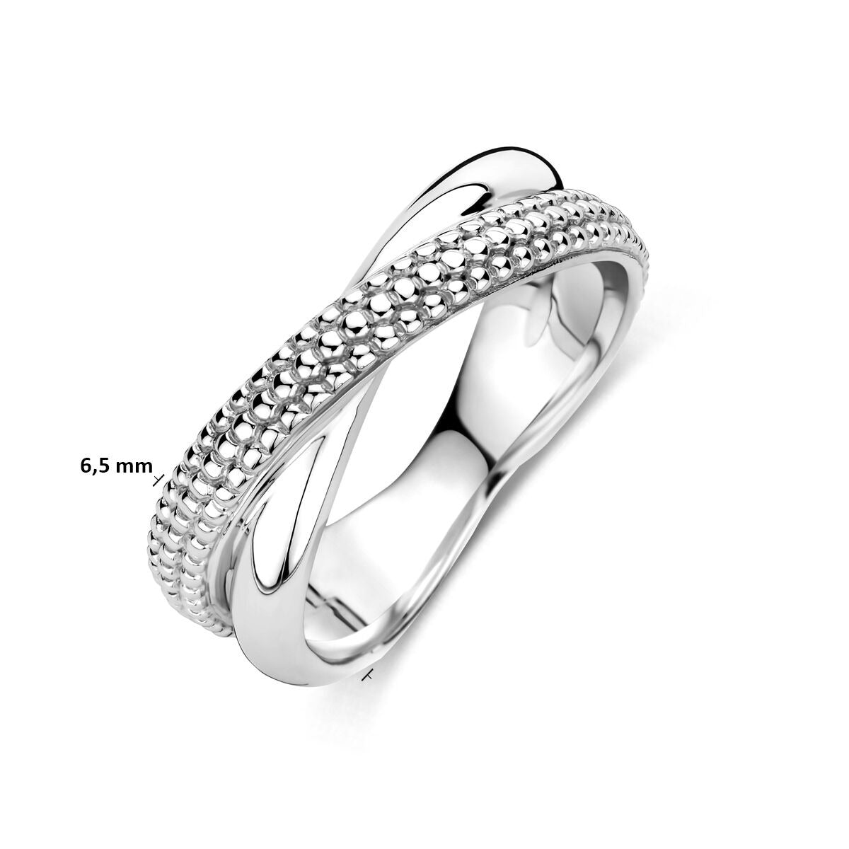 Bague pour femme en argent rhodié 925, 6,5 mm de large